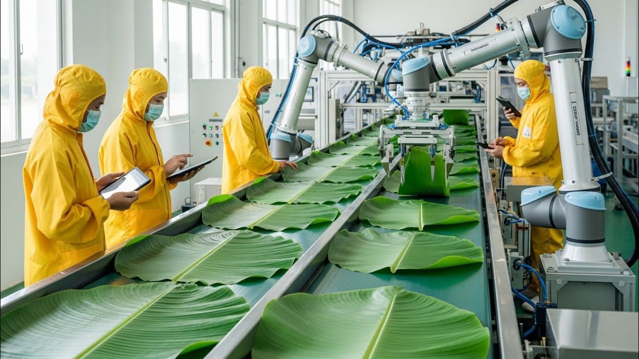 Inside the Largest High-Tech Banana Leaf Processing Factory USA You’ve Never Seen Before