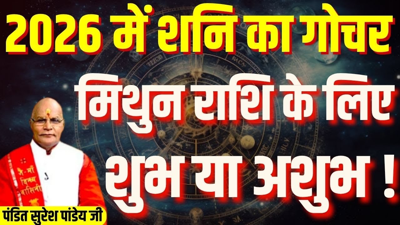 2026 में शनि का गोचर Mithun राशि के लिए शुभ या अशुभ ! | Pandit Suresh Pandey | Darshan24