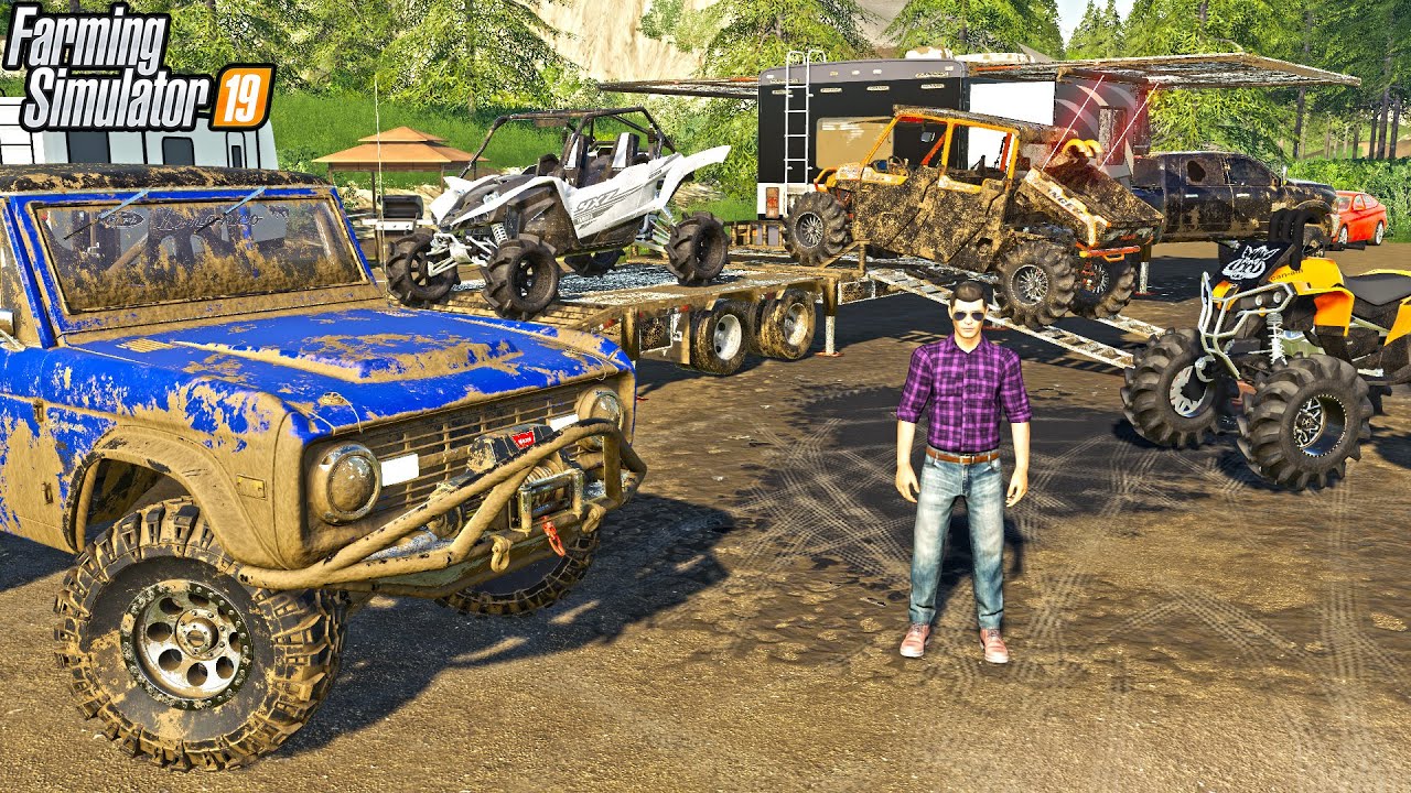 CAMPING AT EXTREME MUDDING PARK | FARMING SIMULATOR 2019 CAMPING AND MUDDING