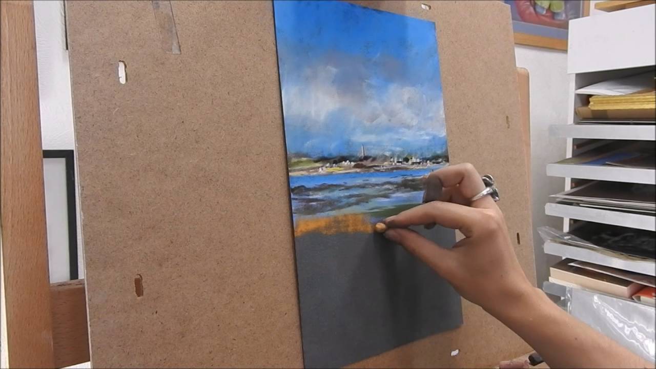 d&eacute;monstration de pastel sec, peindre une marine par Nathalie JAGUIN