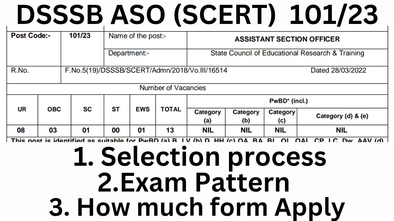 DSSSB ASO 101/23 (SCERT) | COMPLETE DETAILS |  #dsssb #juniorassistantexam
