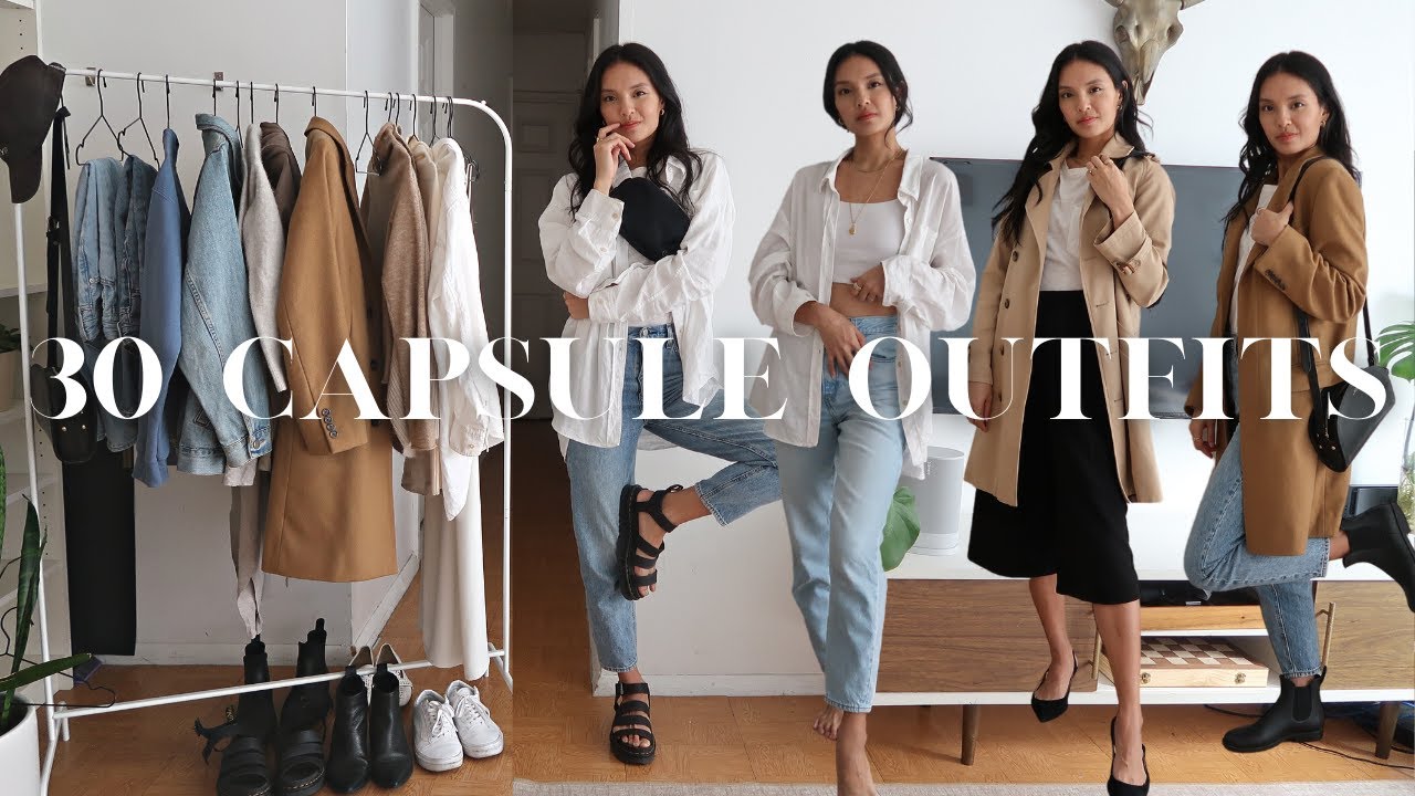 transitional spring outfits | 30 capsule outfits with basic pieces from your wardrobe