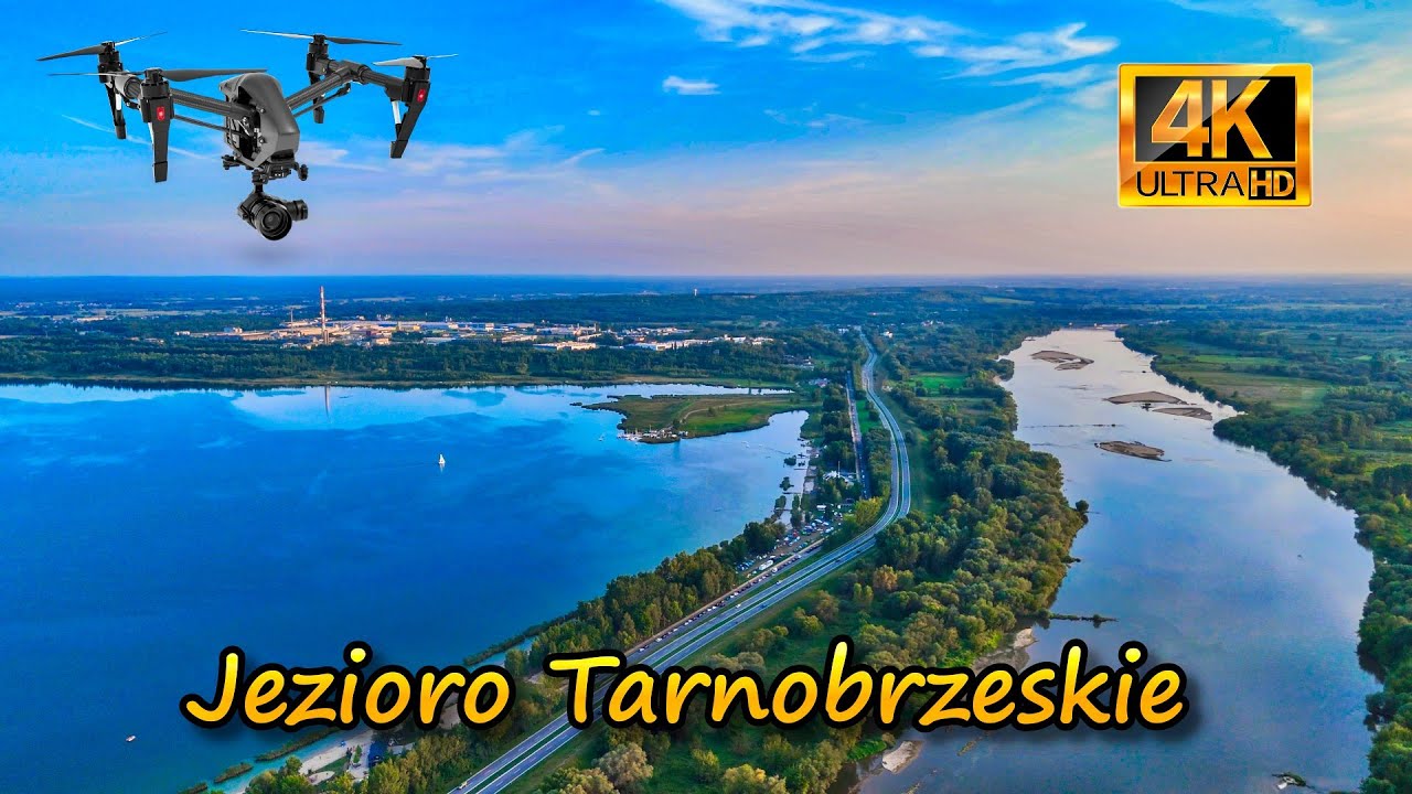 Jezioro Tarnobrzeskie i brzeg Wisły – relaksacyjny przelot dronem 4K