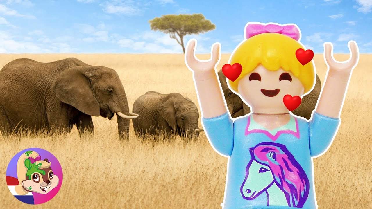 Playmobil vogelfamilie: Hoe leven olifanten? 🐘 Hannah's grote schoolproject 📚 Playmobil film