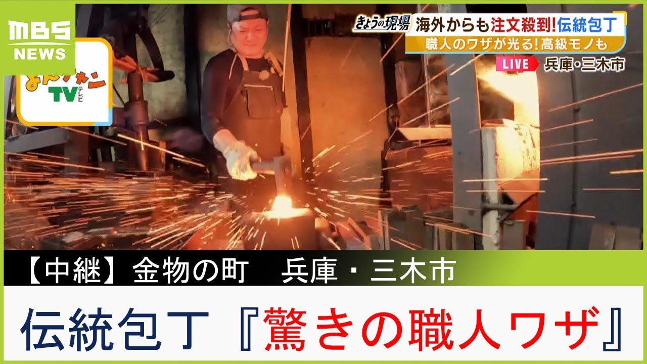【中継】『ご飯の支度が気持ちいい時間になるほどの切れ味』とは！？兵庫・三木市の伝統包丁「職人ワザ光る包丁づくり」海外からも注文殺到！（2023年6月12日）