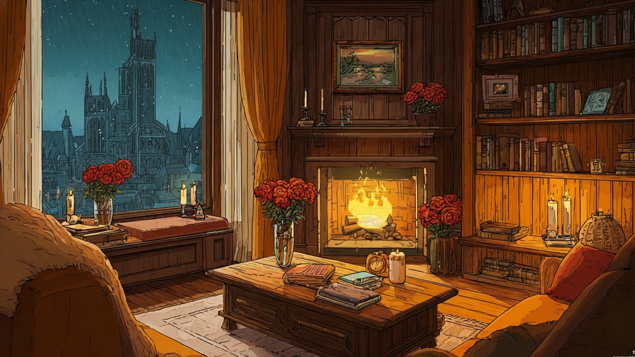Cozy Rain and Fireplace Night 🔥 | Warm Sleep Ambience for Deep Peaceful Rest