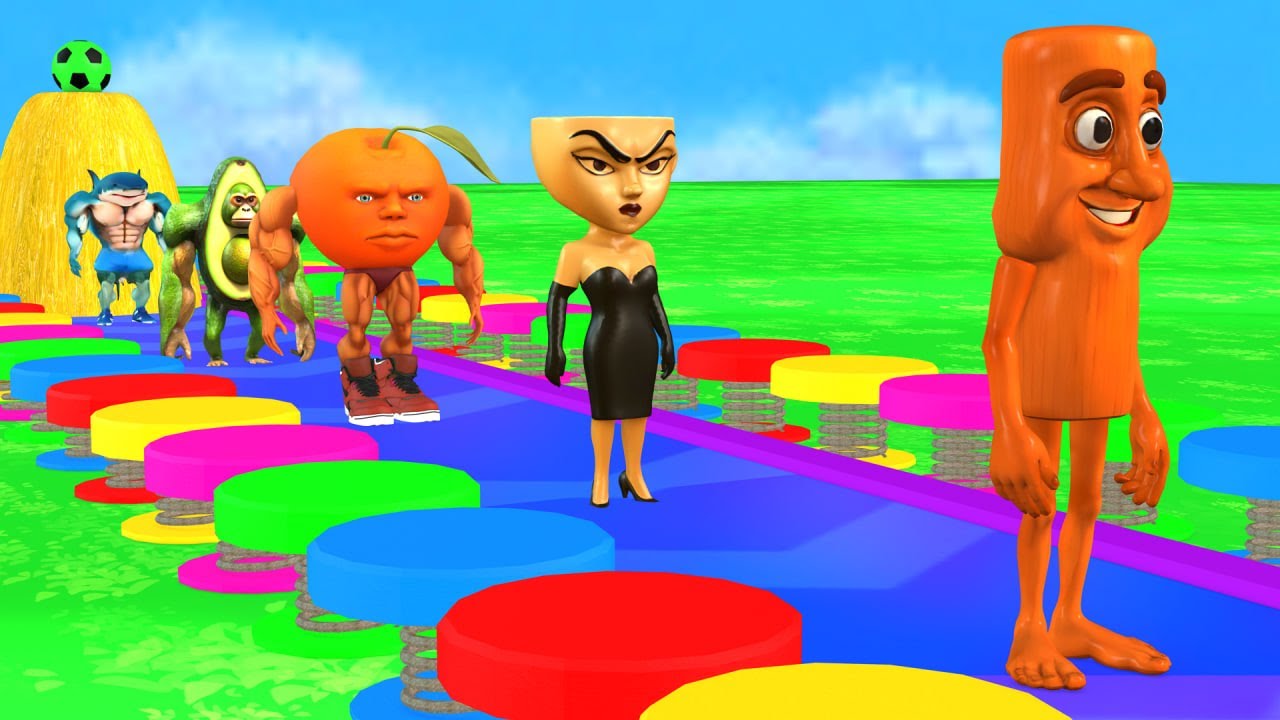 Long Slide Game With Cow Elephant Gorilla Hippopotamus Tiger 3d Animal Game Funny 3d Animals