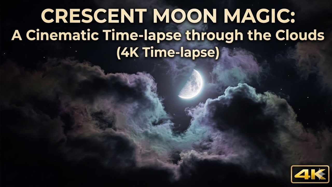 Crescent Moon Magic: A Cinematic Time-lapse through the Clouds (4K Time-lapse)