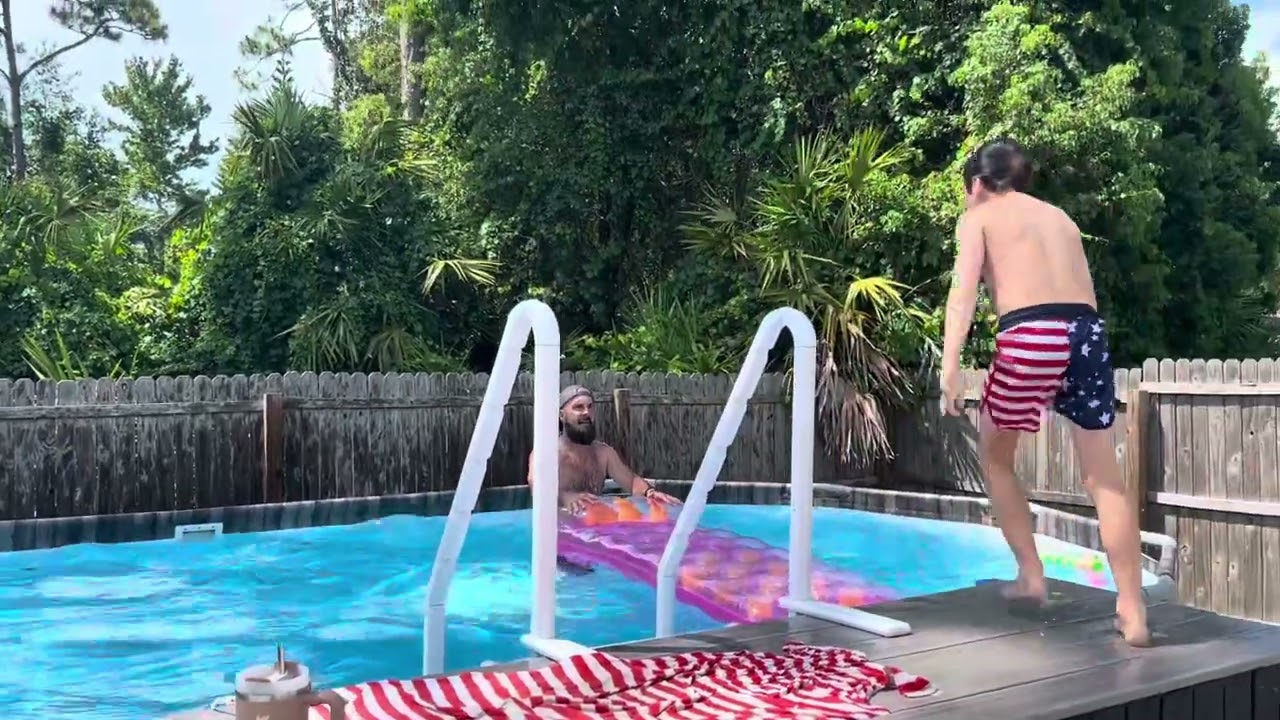 Guy and kid in pool abuse each other - official short film