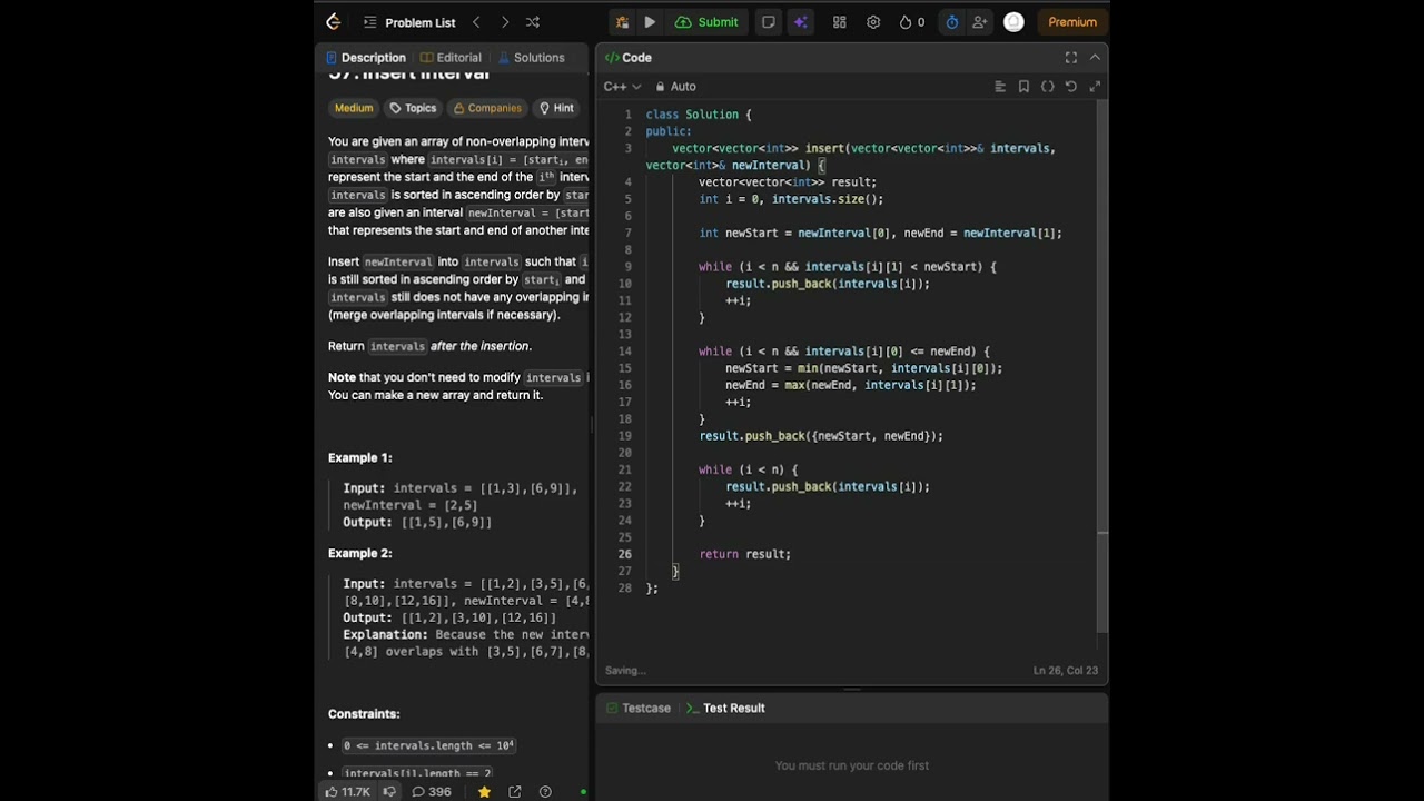 LeetCode 面試必考｜Insert Interval｜一次線性掃描就能穩定合併的工程級解法（C++11）