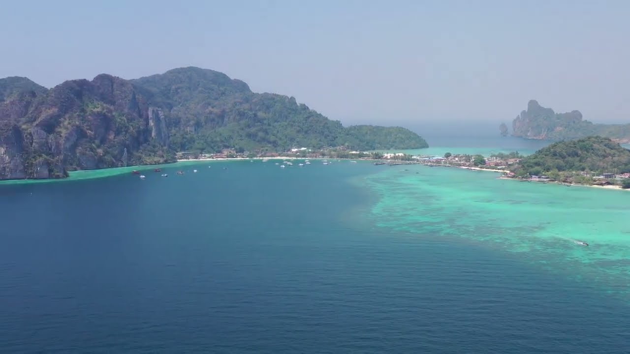 Koh Phi Phi, Thailand, 4K Drone, Short DJI Mavic Pro 2 empty island! Shark point