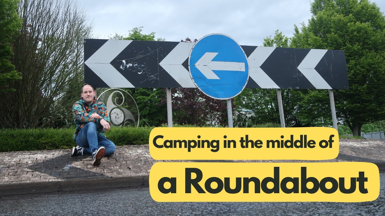 I Stealth camp in the Middle of a Roundabout!  Camouflaged tents and no cups edition.