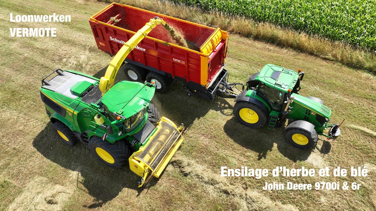 Ensilage d’herbe et de blé 😍🦌/ John deere 9700i / John deere 6r / Case 821G / Loonwerken VERMOTE