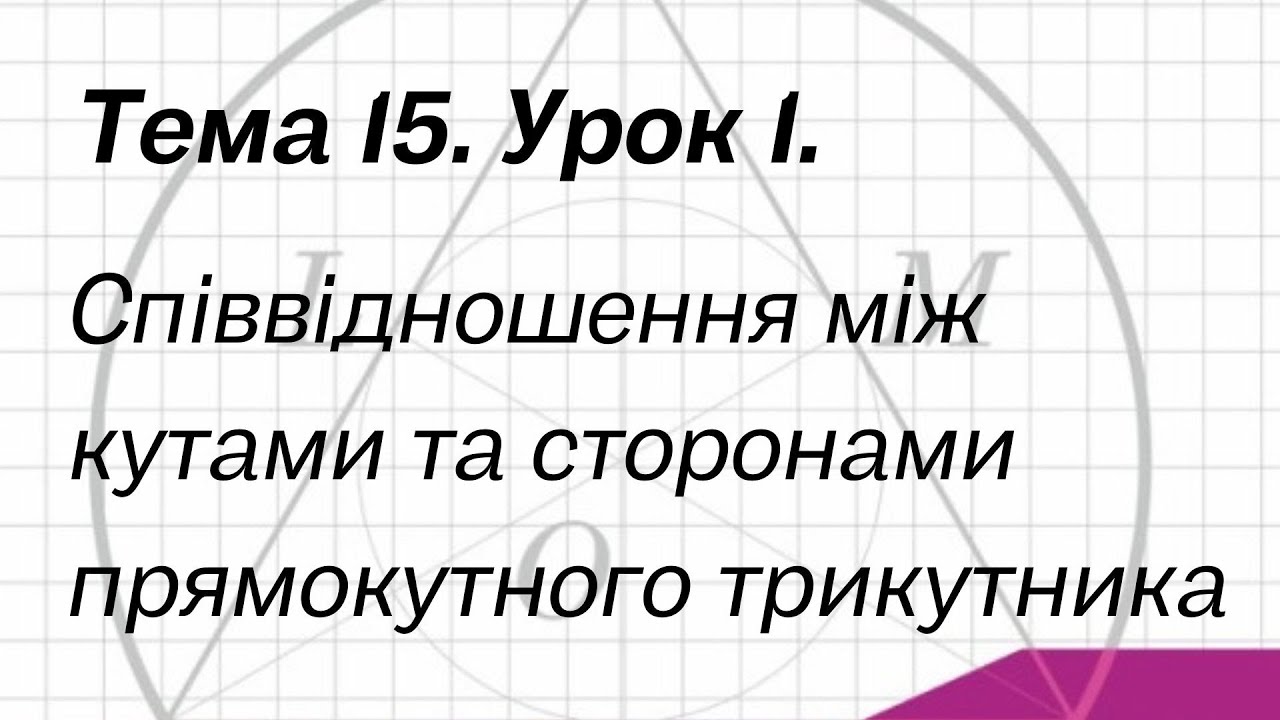 Тема 1. Урок 1. Співвідношення між кутами та сторонами прямокутного трикутника