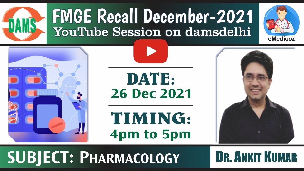 FMGE Dec 2021 Recall | Pharmacology I Dr Ankit Kumar