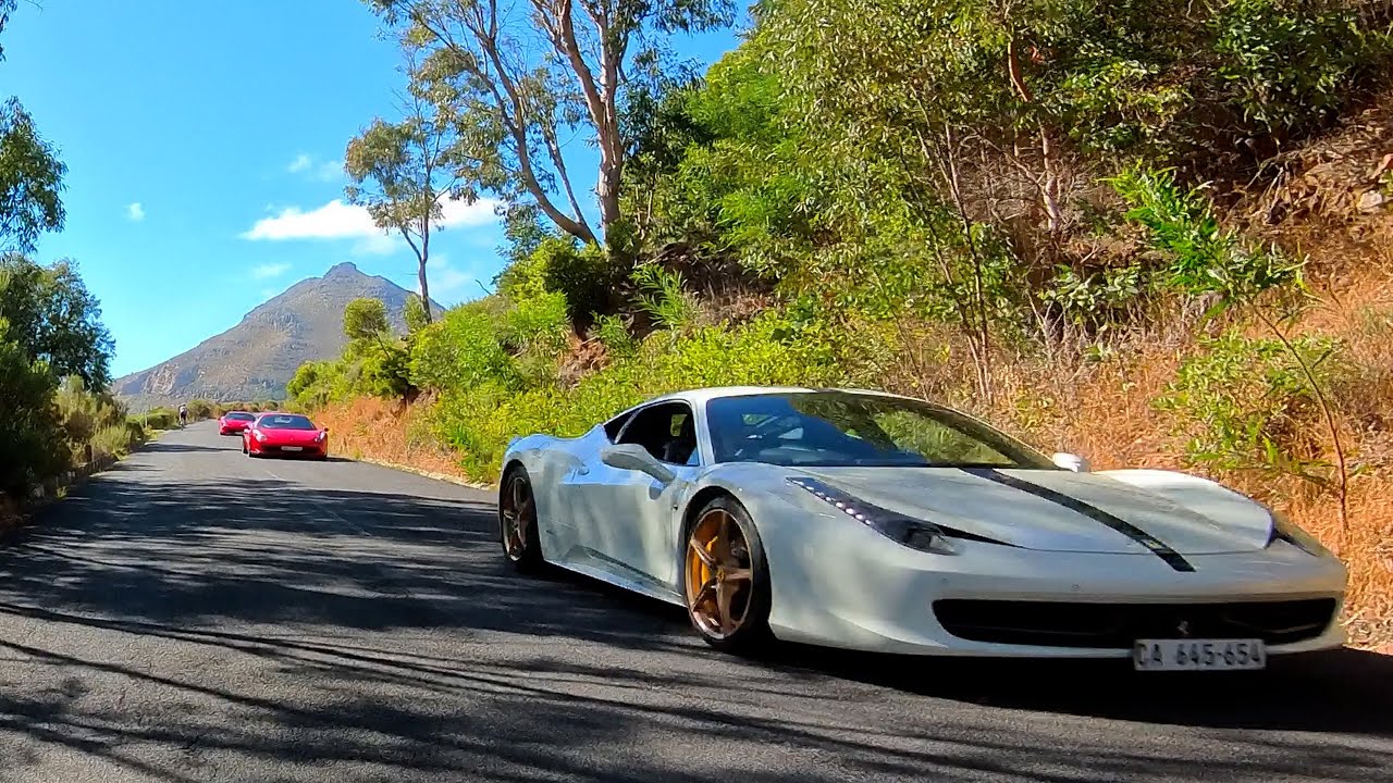 Convoy of Ferrari Supercars Driving in Scenic Cape Town!