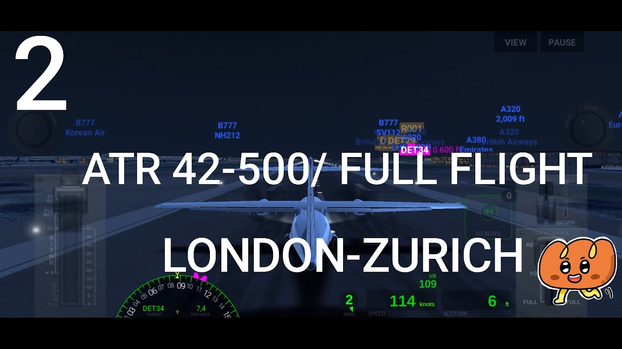 ATR 42-500 / LONDON -ZURICH FULL FLIGHT / AIRLINES COMMANDER