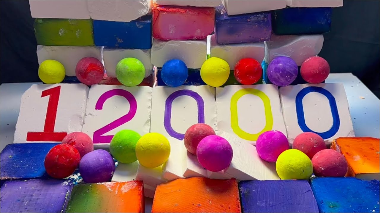 12k Subs 🎉 | Colorful Spherical Dyed Chalk | Crunchy Unpolished | Satisfying Stress Relief ASMR
