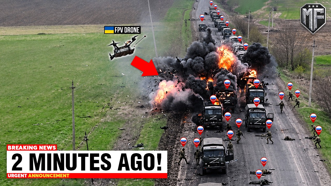 Massive Russian Military Logistics Convoy Try to Enter Ukraine - 2 Minutes Later, GONE!