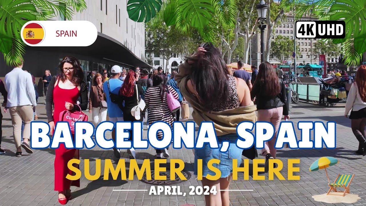 Barcelona City 🇪🇸: Gracia to Famous Shopping Street | April , 2024 4K