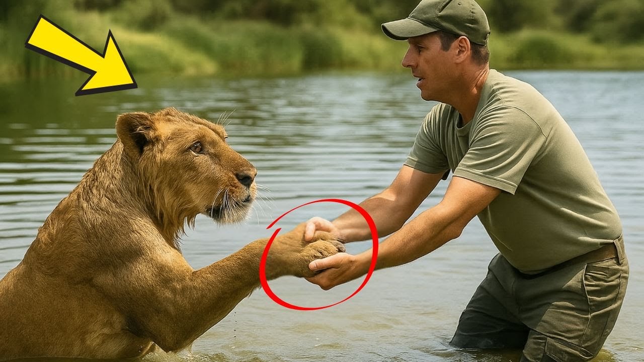 L'Homme Sauve un Lion de la Noyade – Ce que Fait le Lion sur la Rive est Absolument Incroyable