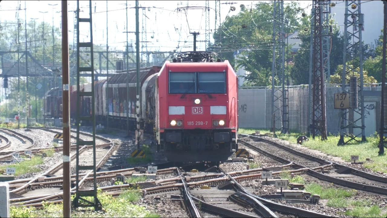 2 Freight Trains Passing Central Station