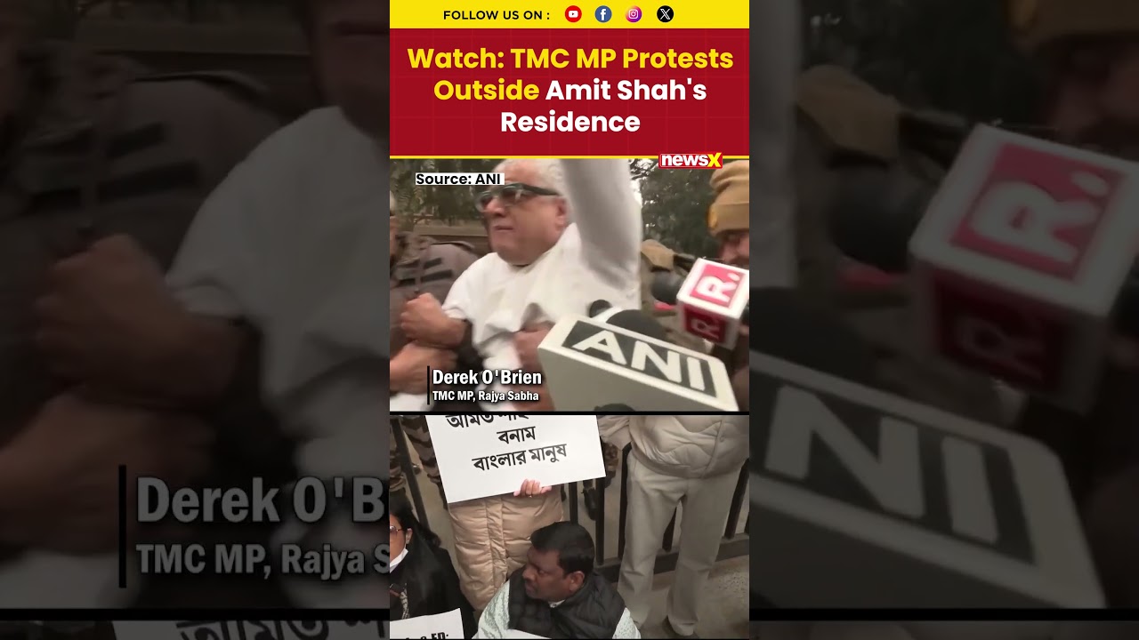 #watch | TMC MP Protests Outside Amit Shah Residence Over ED Raid on I-PAC Kolkata Office #tmcvsbjp