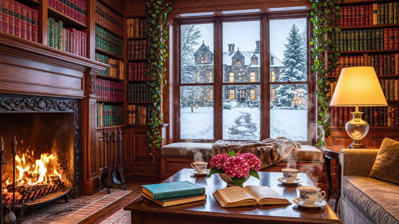 Good Mood Winter Jazz Piano 🎹 Cozy Coffee Shop & Fireplace Sounds (LIVE)