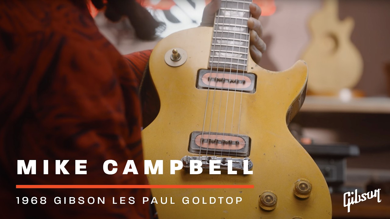 Mike Campbell shows Mark Agnesi his rare 1968 Gibson Les Paul Goldtop