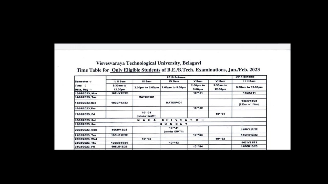 #VTU UPDATE TODAY:- 10-1-2023 | CHANGE'S IN VTU EXAM TIME TABLE..!