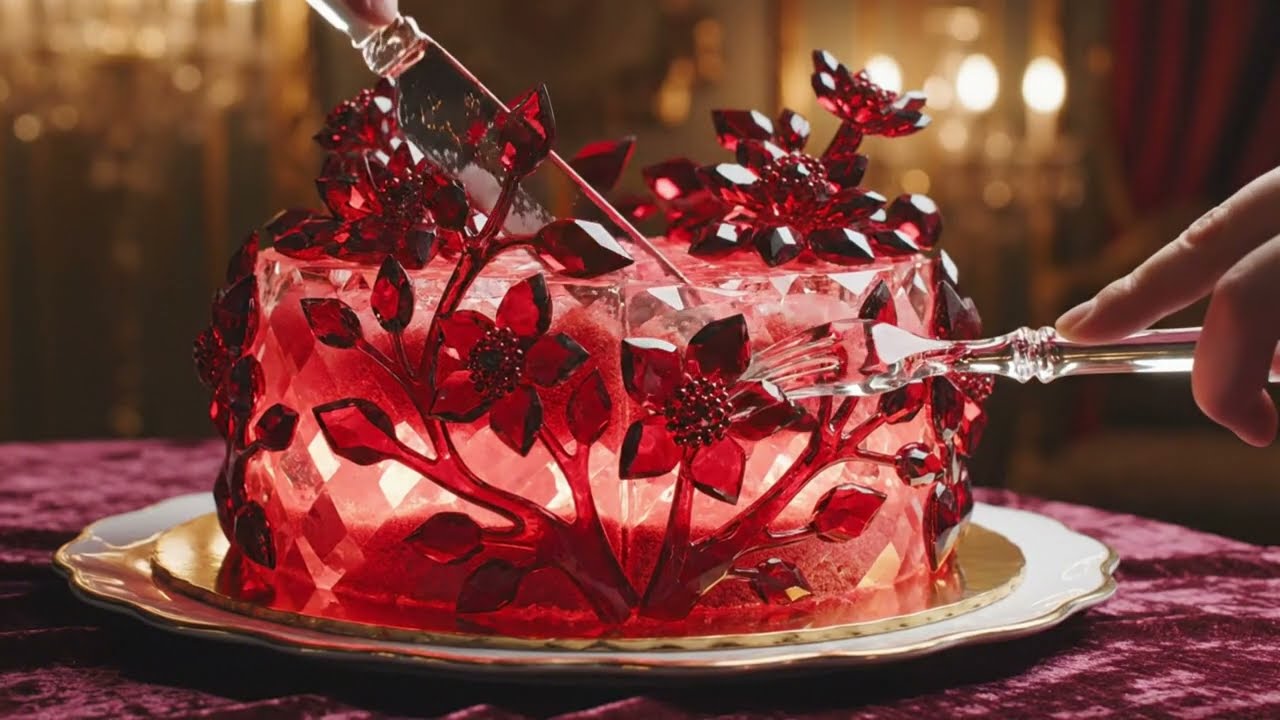 Pure Visual Delight, ASMR Gem Cake Slicing | Icy Crystal Textures & Clean Cuts