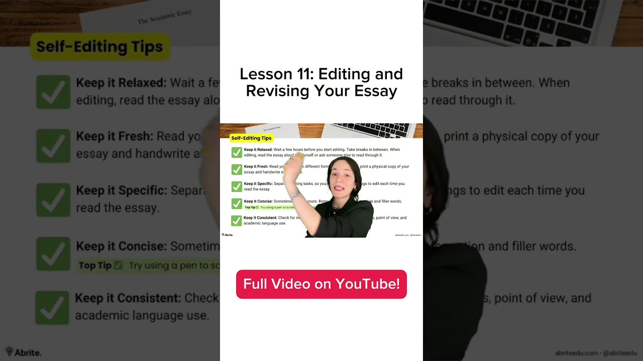 Lesson 11 (3 Levels of Editing & Self-Editing Tips)