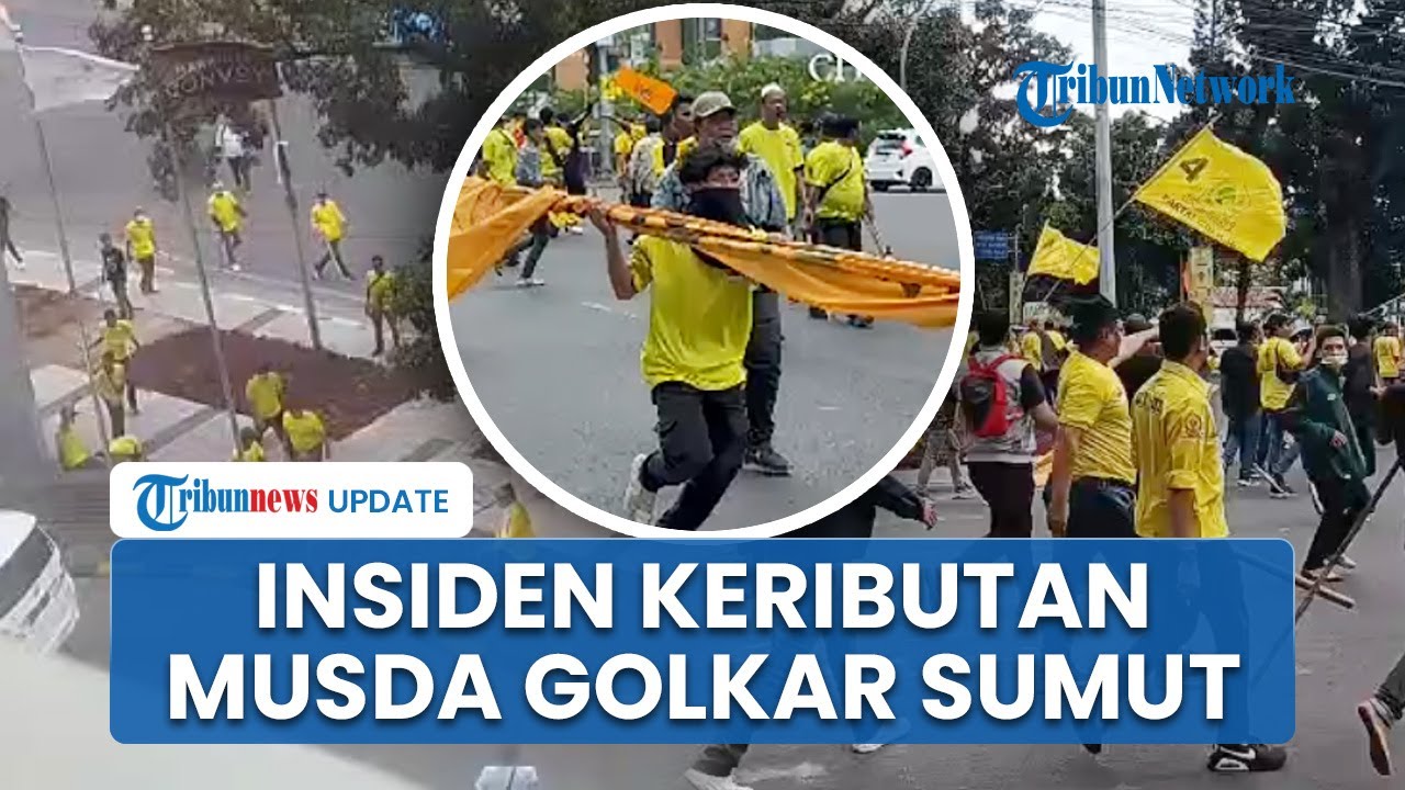 Musda Golkar Sumut di Medan Diwarnai Keributan, Sejumlah Orang Saling Kejar Bawa Kayu & Petasan