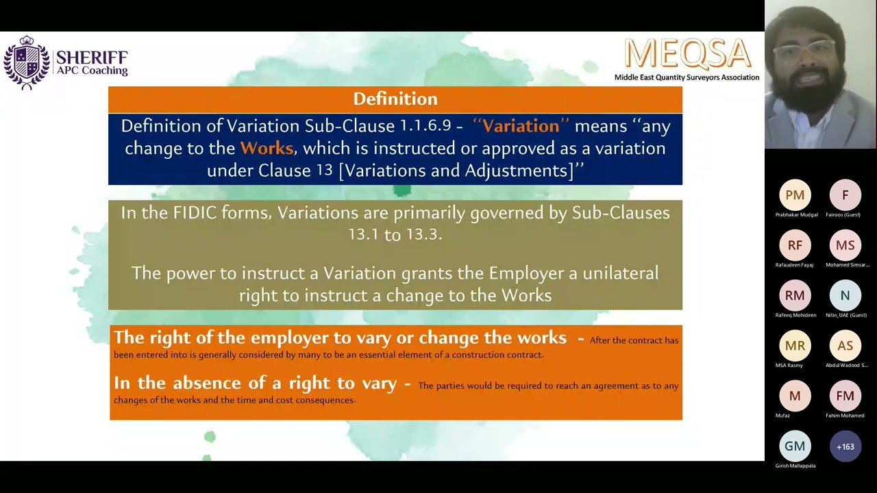 Free webinar 21 - Variations under FIDIC 1999 Redbook