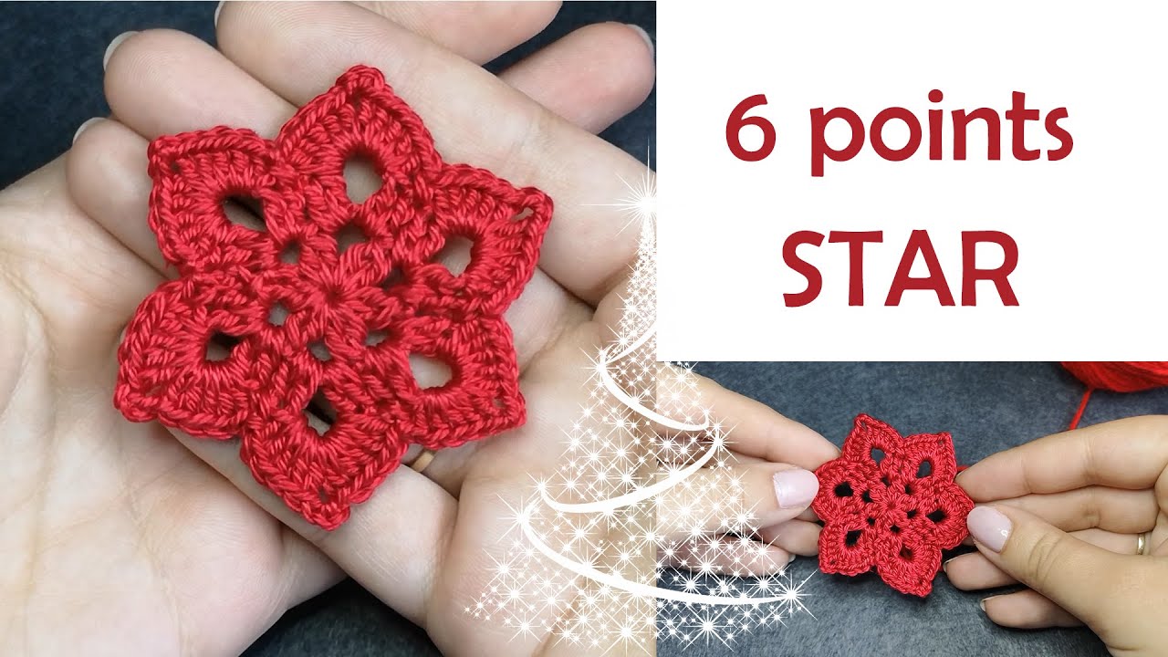 Связанная крючком звезда ⭐снежинка крючком 6 баллов ⭐ как сделать звезду ⭐ Новогоднее украшение