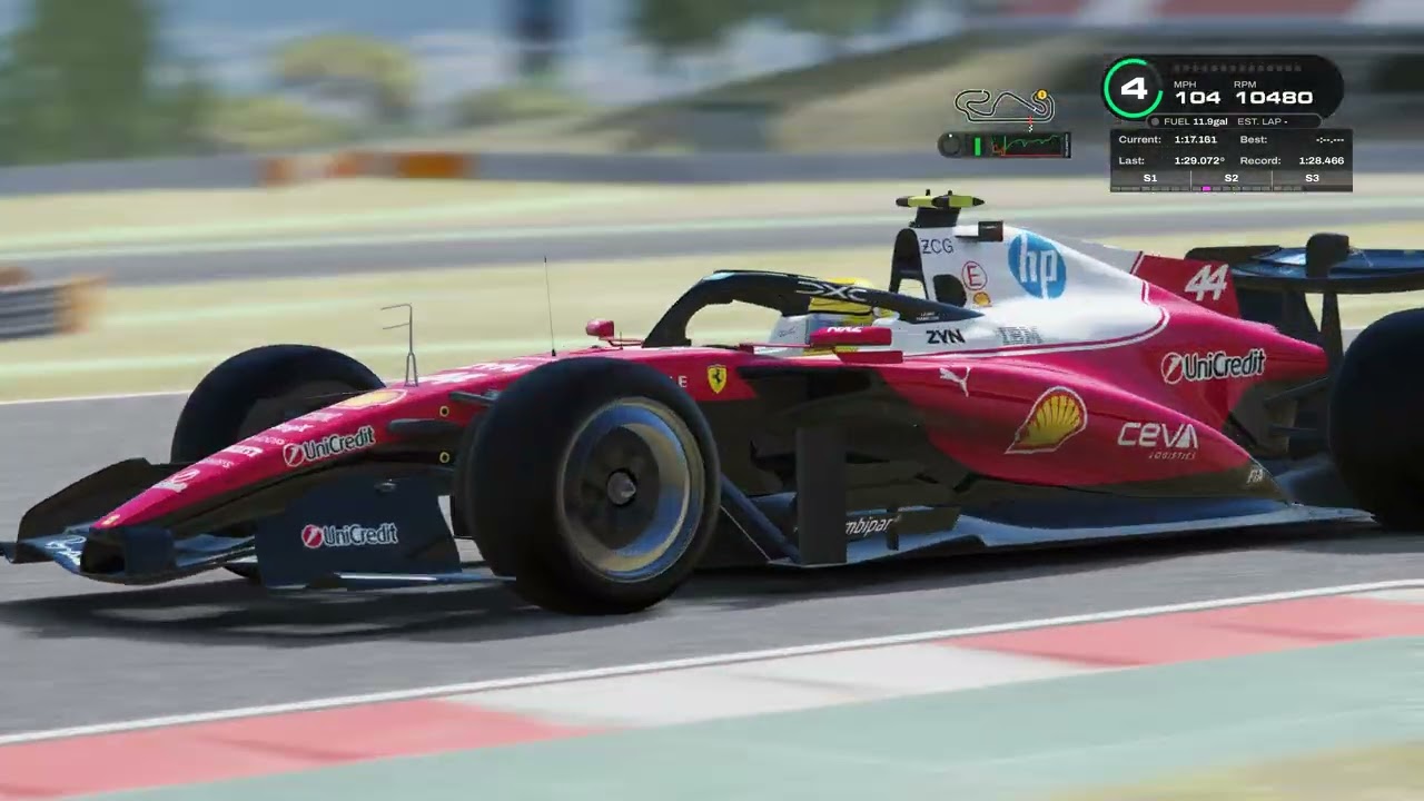Since the FIA banned photography, I did sim laps of Barcelona-Catalunya with Grand Prix SF-26 mod