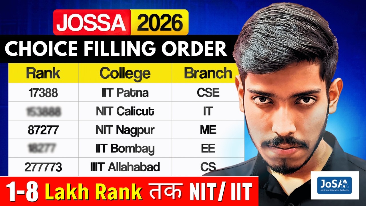 JOSAA 2026: Best Choice filling IIT, NIT, IIIT, GFTI's 🔥| Category wise Preference Order #jee #josaa