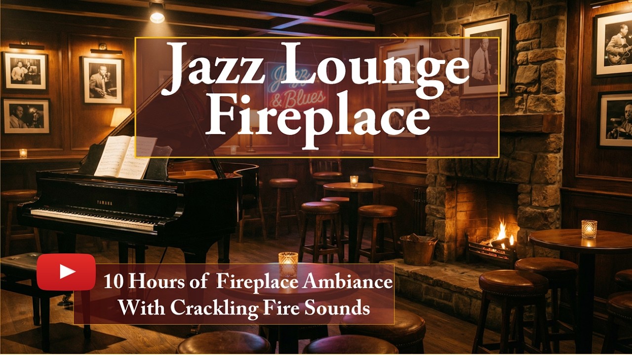 Jazz Lounge Fireplace Ambience — 10 Hours of Crackling Fire (No music)