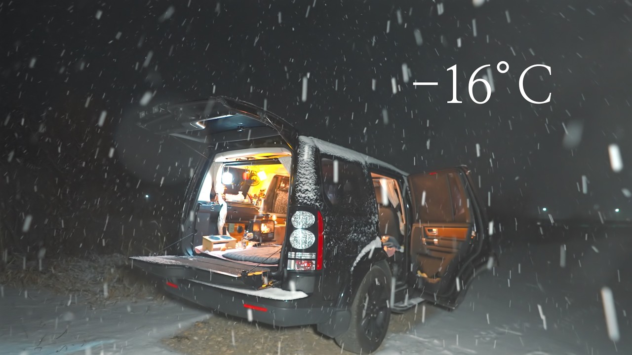 Автокемпинг в сильный снегопад, без отопления, при лютой температуре -16°C 🥶❄️