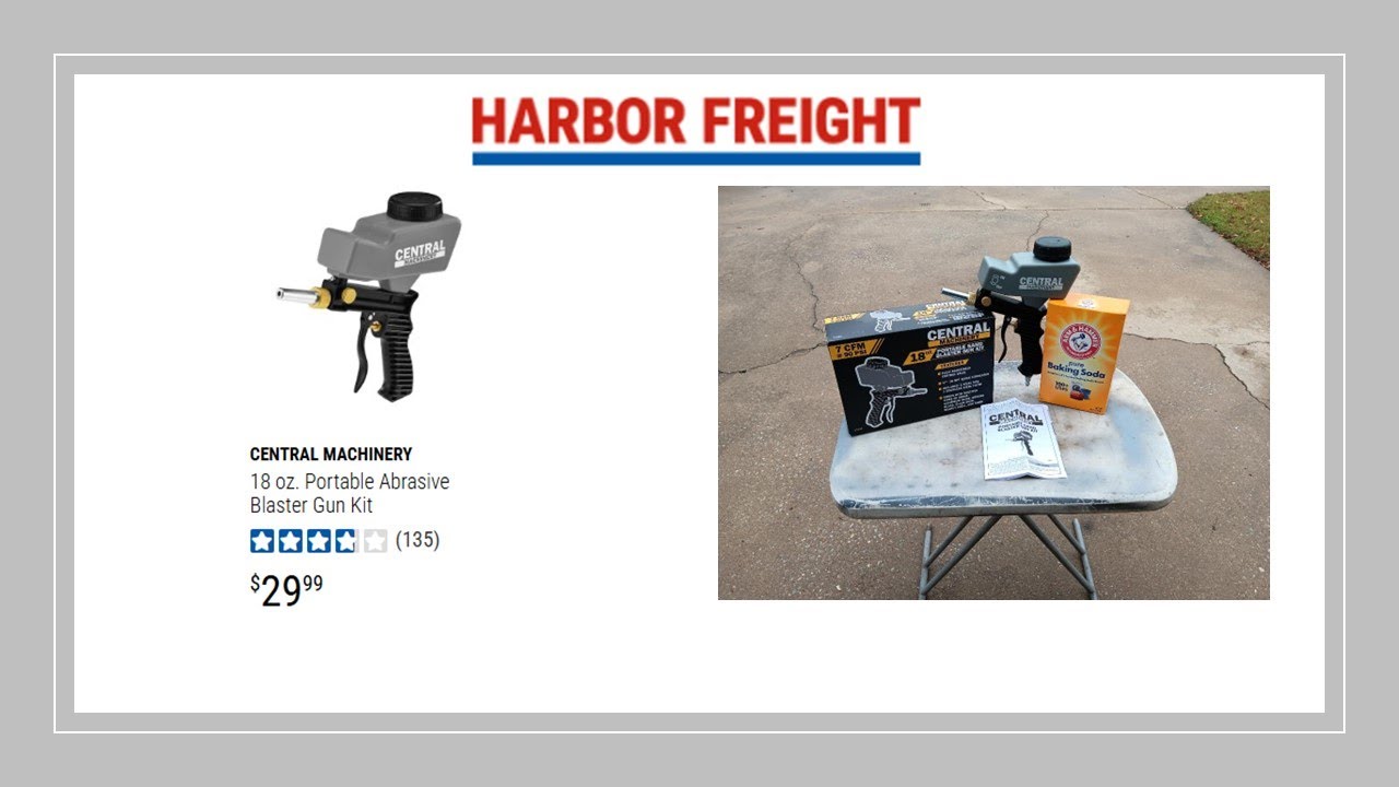 Soda Blasting Test With Regular Baking Soda - Harbor Freight 18 oz Portable Abrasive Blaster Gun Kit