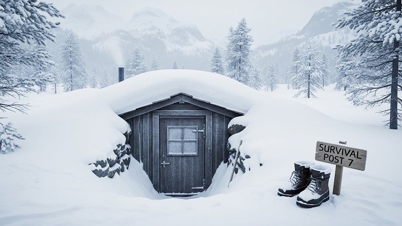 Hidden Underground Shelter Covered in Snow - Surviving Extreme Winter Cold