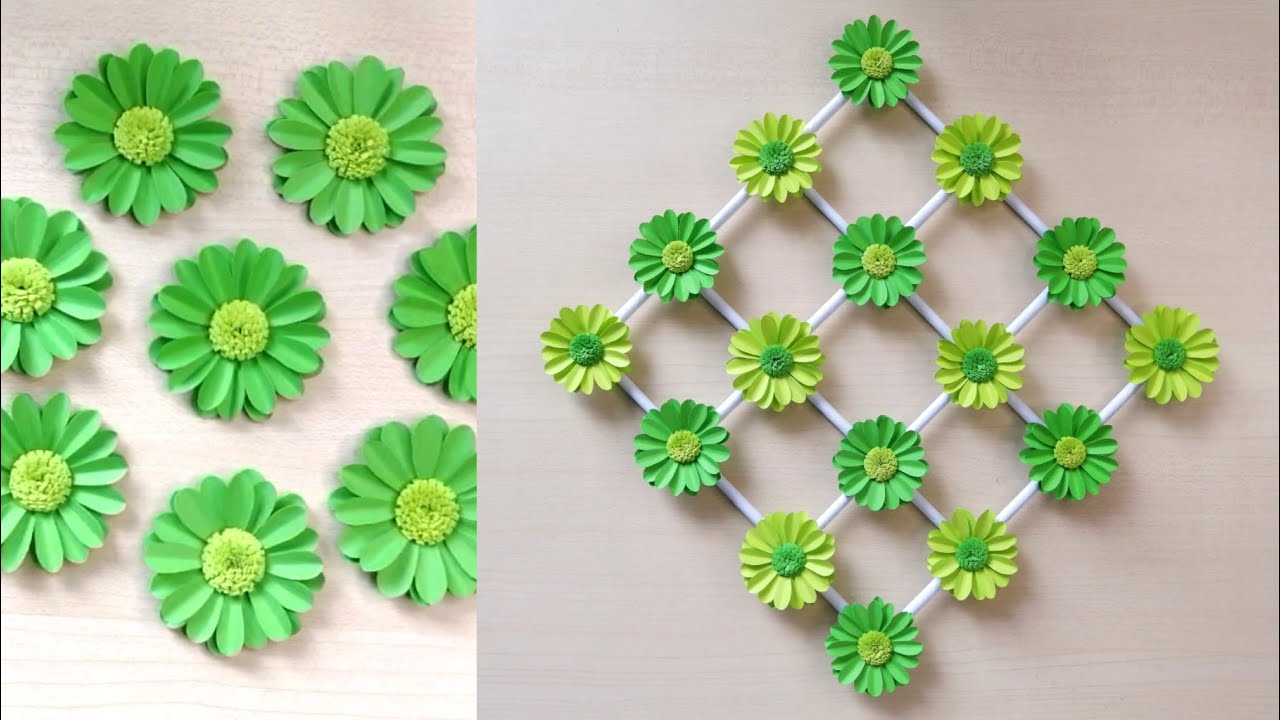 Easy Wall Hanging Decoration | Green Colored Paper Craft Idea | School Project