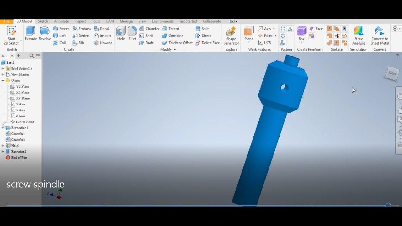 Autodesk Inventor-2020 Screw-Spindle of Screw Jack
