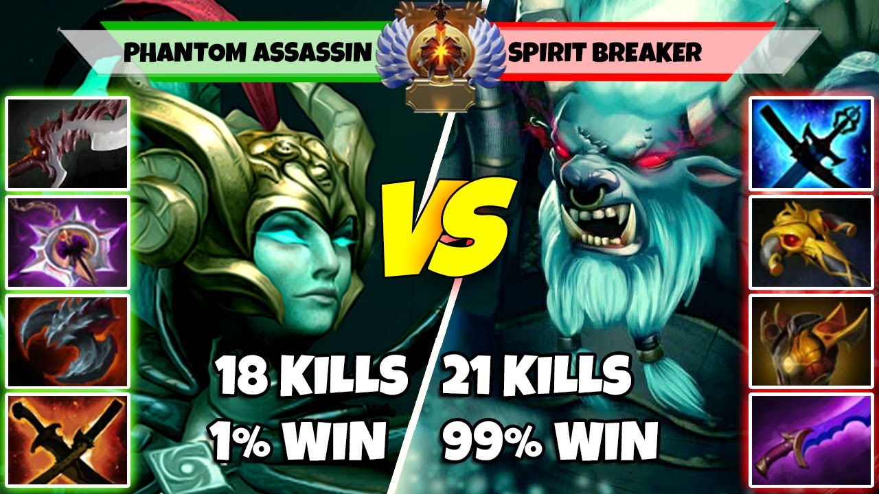 PHANTOM ASSASSIN (Кэрри) против SPIRIT BREAKER (Офф) - Битва игроков ранга Immortal в Dota 2 - Z ...