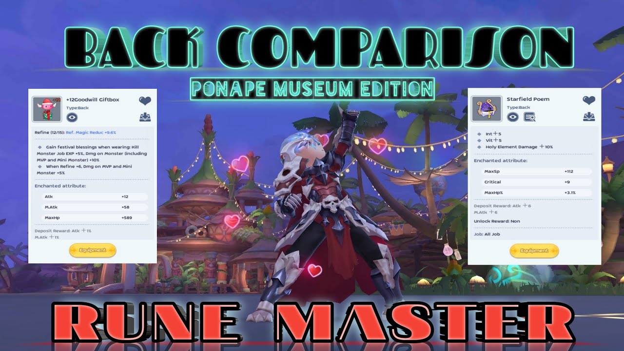 Back Comparison | Goodwill Giftbox vs Starfield Poem | Ponape | Runemaster| Ragnarok M: Eternal Love