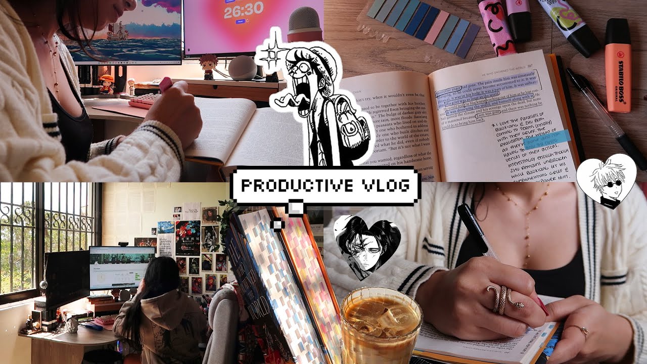 a productive vlog 🍵✨ annotating books, updating my notion and journaling