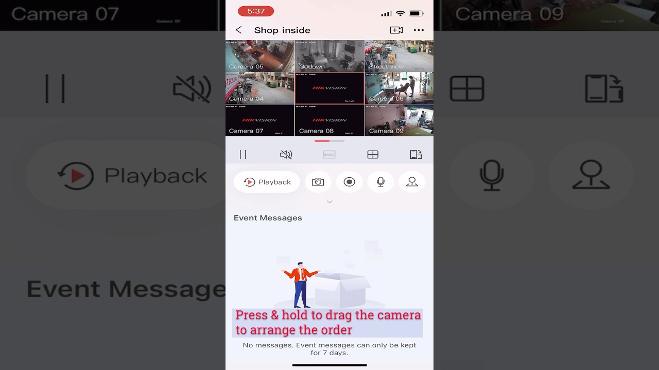 Hikconnect Iphone mobile App Hikvision cctv cameras arrange order wise