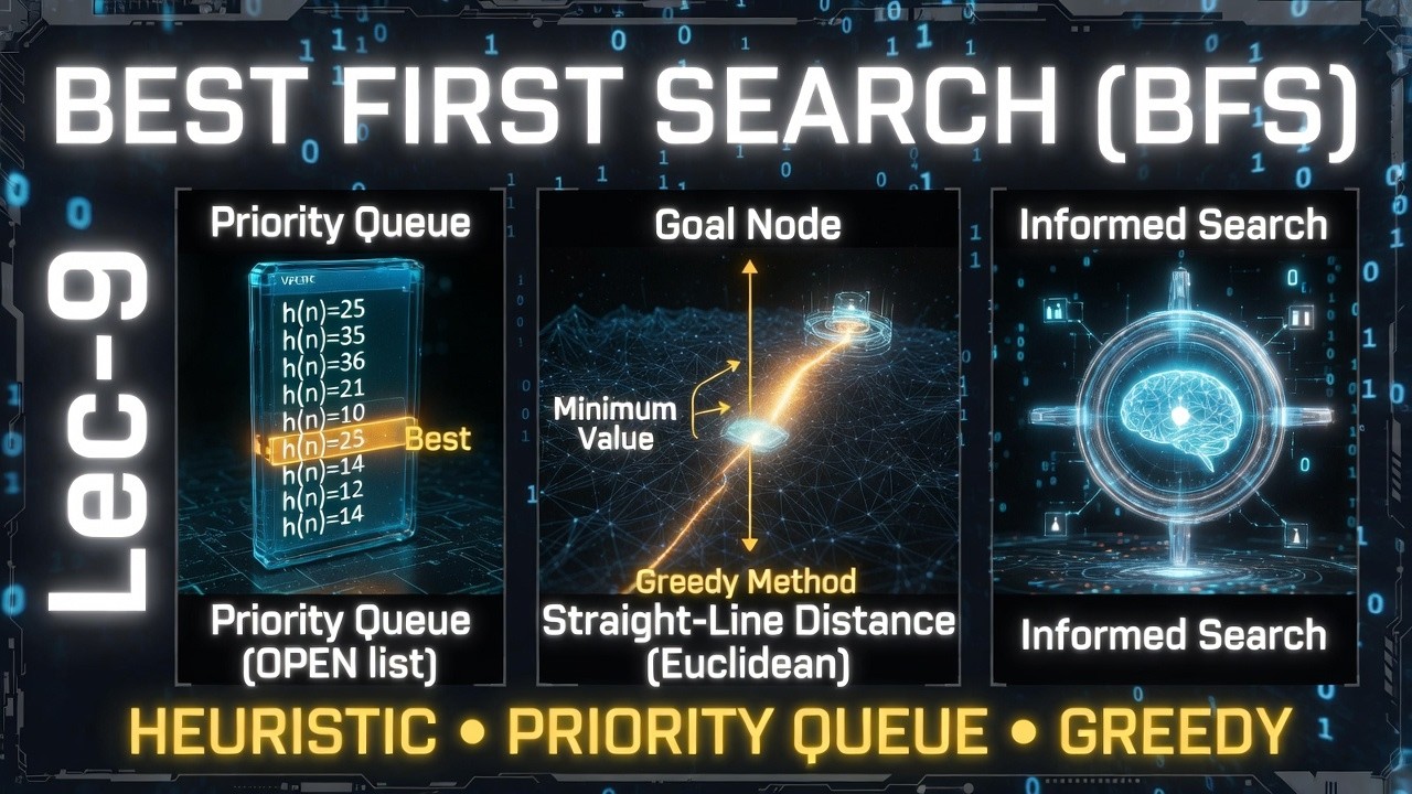 Lec-9: Best First Search (BFS) Algorithm Explain | Informed Search, Heuristics,Greedy Strategy in AI