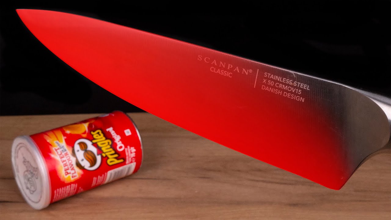 Glowing 1000 degree KNIFE VS PRINGLES. Amazing experiments with a hot knife.