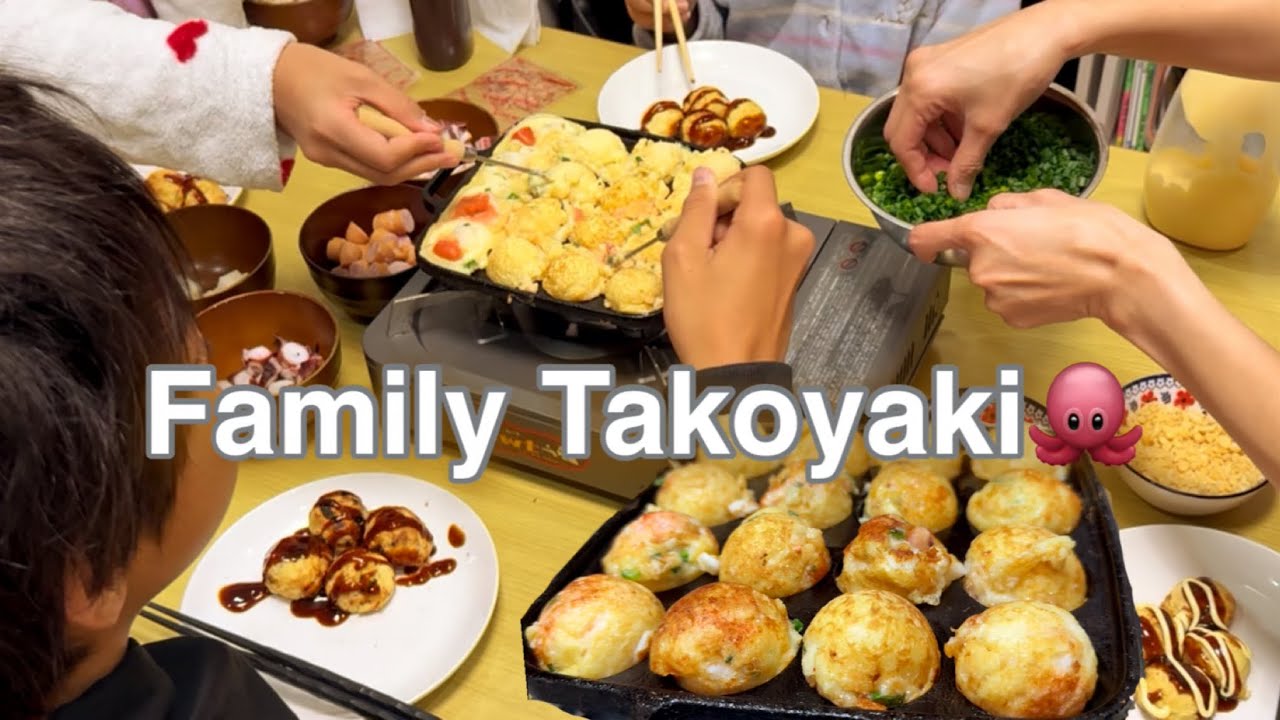 Family Takoyaki Night in Japan 🇯🇵 | We Made 100 Pieces Together